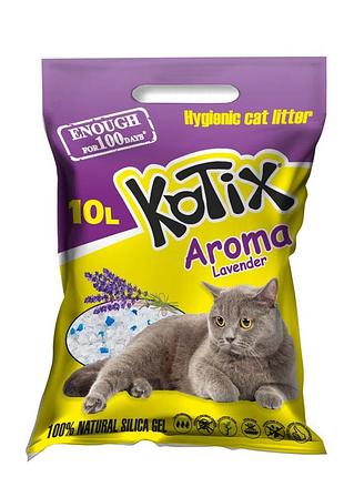 Котікс наповнювач силікагелевий kotix для котячого туалету з ароматом лаванди 10 л