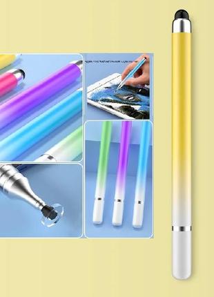 Універсальний ємнісний стілус 2 в 1 touch pen жовтий для планшета сенсорного екрану