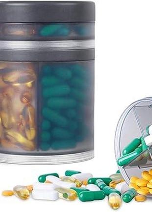 Портативний контейнер для таблетокkigi pill box round 7 days morning noon evening