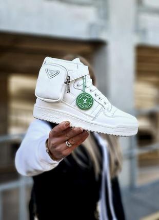 Высокие женские кроссовки prada x adidas forum hight