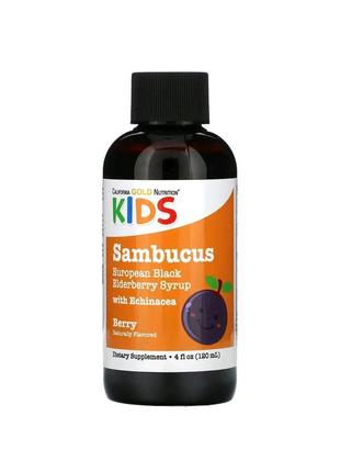 Сироп з чорної бузини з ехінацеєю для дітей (sambucus) california gold nutrition 120 мл