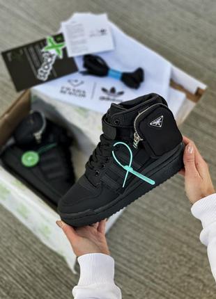 Высокие женские кроссовки prada x adidas forum hight