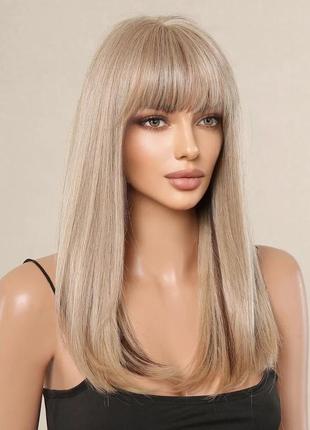 Новая парика качественные искусственные волосы с чёлкой прямое светлое русе парик темный блонд