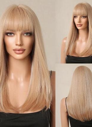 Новая парика качественные искусственные волосы с чёлкой прямое светлое русе парик темный блонд