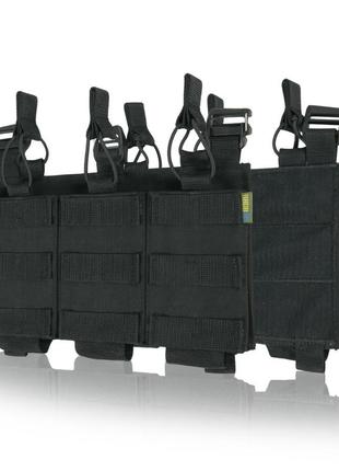 Съемная передняя панель к плитоноске с подсумками под 3 магазина черный