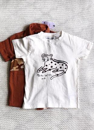 Новый детский комплект, футболка и рубашка тигр, хлопок, на 3-4 лет