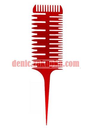Расчёска-гребень для мелирования волос профессиональная красная "деніс professional"