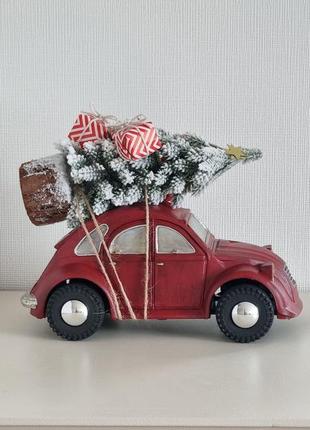 Праздничная елка с машинкой в ретро стиле, ручная работа