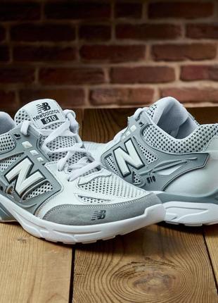 Чоловічі літні кросівки з натуральної шкіри та текстилю у стилі new balance, текстильные белые кроссовки8 фото