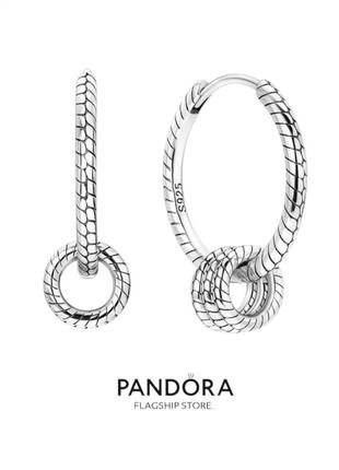 Серьги серебро оригинальные стильные кольца трансформеры silver_pandora