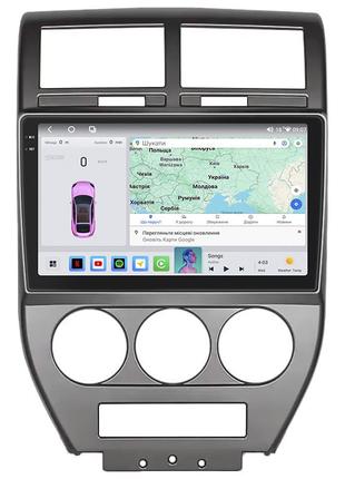 Штатная магнитола lesko для jeep compass i 2006-2010 экран 10" 4/64 qled carplay 4g wi-fi gps 360 prime