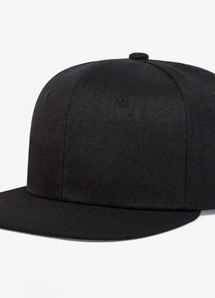 Кепка снепбек "классическая" (однотонная) с прямым козырьком черный, унисекс wuke one size