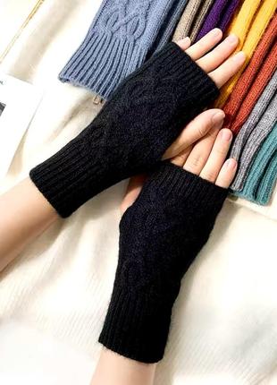 Рукавиці мітенки без пальців "в'язані" чорний, wuke one size2 фото