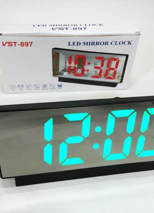 Электронные настольные led часы от usb vst-897-4 с будильником и термометром