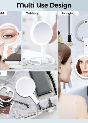Дорожнє дзеркало з підсвічуванням, 20x/1x двостороннє дзеркало для макіяжу з підсвічуванням, дзеркало для макіяжу2 фото