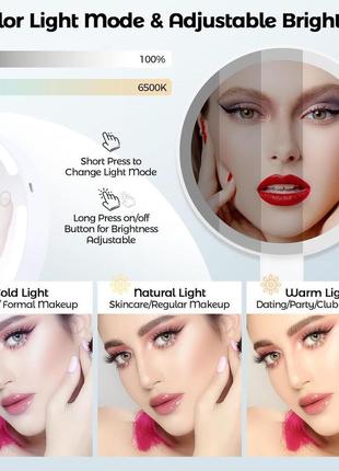 Дорожнє дзеркало з підсвічуванням, 20x/1x двостороннє дзеркало для макіяжу з підсвічуванням, дзеркало для макіяжу6 фото