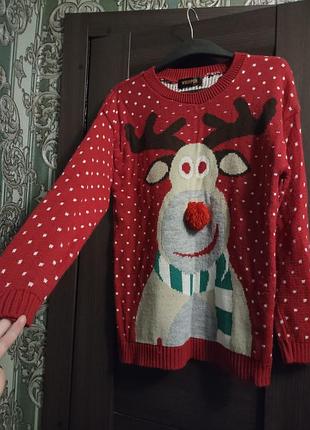 Мужской новогодний свитер с оленем