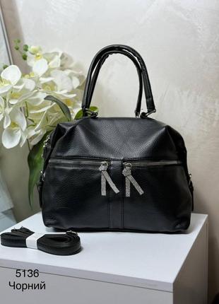 Женская стильная и качественная сумка из эко кожи черная