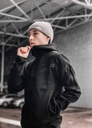 Мужское зип-худи на молнии n!ke tech fleece чёрное, с qr кодом