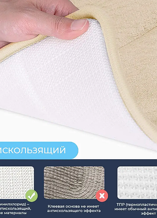Современный коврик для ванной с эффектом памяти - 40 х 60 см серый - антискользящий,...