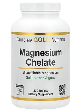 Магній хелат california gold nutrition magnesium chelate для нервової системи 270 таблеток