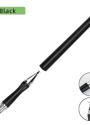 Універсальний ємнісний стілус - ручка 2 в 1 touch pen чорний для телефону сенсорного екрана