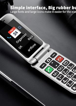 Сток! мобильный телефон-раскладушка artfone cf241 для пожилых людей