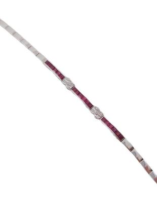 Браслет из белого золота 750 пробы с рубинами и бриллиантами 005-r