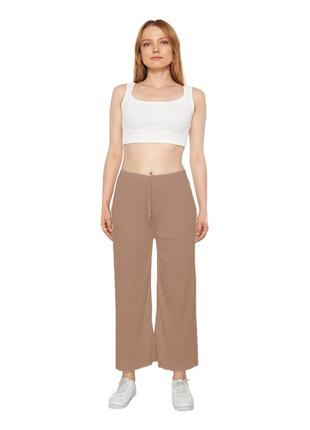 Брюки палаццо домашние трикотаж рубчик u0001-1 one size