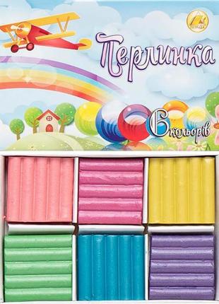 Пластилин "жемчужка" тм тетрада с добавлением перламутра 6 цветов