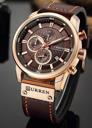 Чоловічий кварцовий годинник curren, оригінальний наручний годинник на шкіряному ремінці, годинник з секундоміром