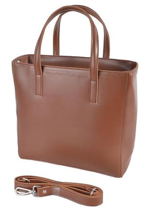 Рыжая женская большая каркасная сумка в стиле "tote bag" на молнии | материал качественный кожзам