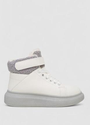 Кросівки жіночі зимові на хутрі, колір біло-сірий, 248ra2253