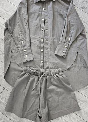 Стильный костюм комплект рубашка и шорты натуральный лен4 фото