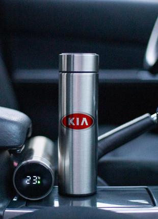 Термос с маркой авто "kia" с индикатором температуры 500 мл