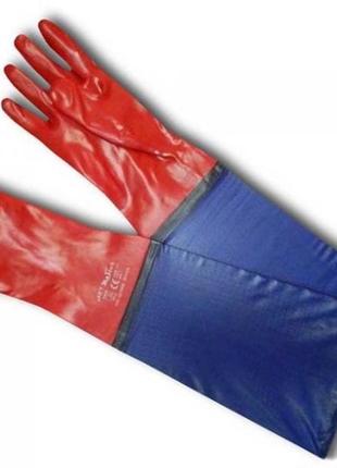 Защитные перчатки из пвх artmas rpvcd60 kat.1, длина 60 см, красный/синий