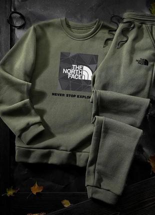 Мужской теплый спортивный костюм The North Face свитшот и штаны | спортивный костюм на флисе зе норс фейс топ