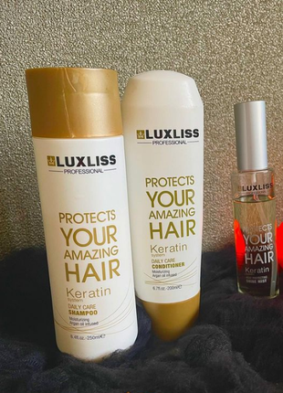 Набор для волос luxliss keratin (шампунь 250 мл + кондиционер 200 мл + спрей 50 мл)