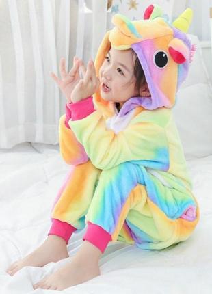 Детская пижама кигуруми радужный единорог 120 см