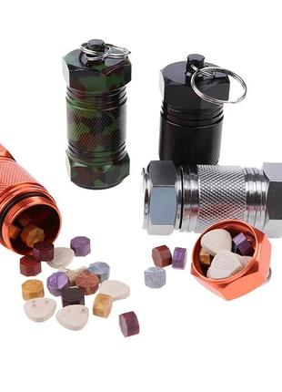 Алюминиевая капсула-таблетница bn71-2. водонепроницаемая герметичная капсула. контейнер брелок для таблеток4 фото