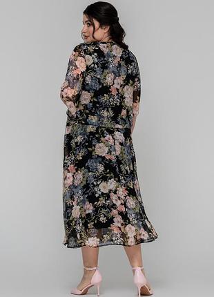 Шифоновое летнее платье марлен на подкладке свободного кроя больших размеров 52-54 разные...