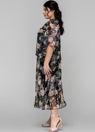 Шифоновое летнее платье марлен на подкладке свободного кроя больших размеров 52-54 разные...