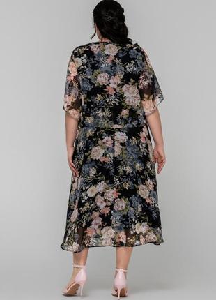 Шифоновое летнее платье марлен на подкладке свободного кроя больших размеров 52-54 разные...