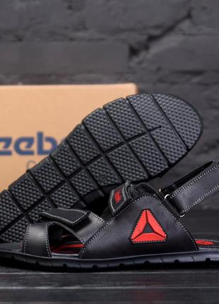 Чоловічі шкіряні сандалі з натуральної шкіри reebok на літо *с2 ч\красн*