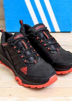 Осенние мужские кожаные кроссовки noir adidas (адидас) черные удобные из натуральной кожи весна осень *а-111ч.к*