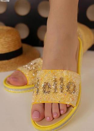 Жіночі шльопанці flip flops жовтого кольору