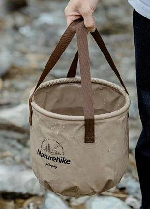 Складное ведро для воды из пвх от naturehike nh20sj040, объем 20 л, зеленого цвета.