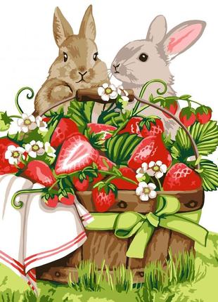 Картина по номерам "кролики на пикнике", 30х30см