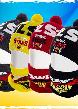 Детский комплект бравл старс шапка + бафф. набор бравл старс шапка и бафф. унисекс