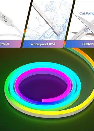 Светодиодная неоновая веревка arabest, 16,4 фута/5 м rgb с возможностью затемнения, водонепроницаемая6 фото